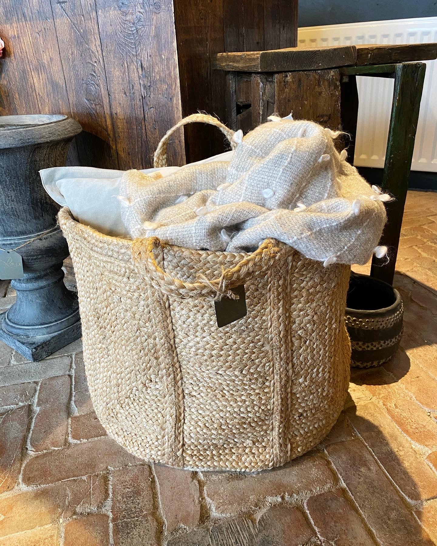 Braided Hemp Storage Basket Bag