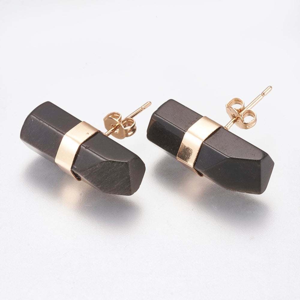 Natural Obsidian Stud Earrings