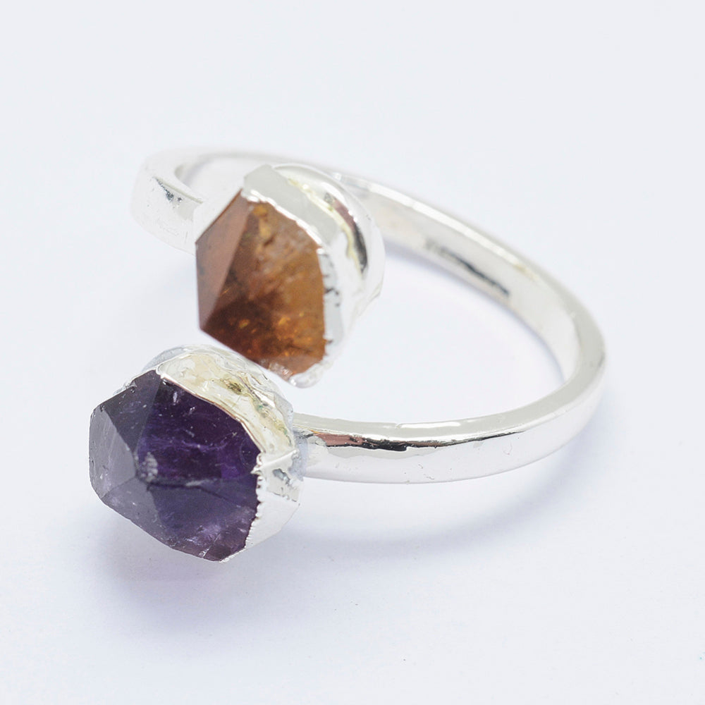 Mixed Stone Silver Plated Ring