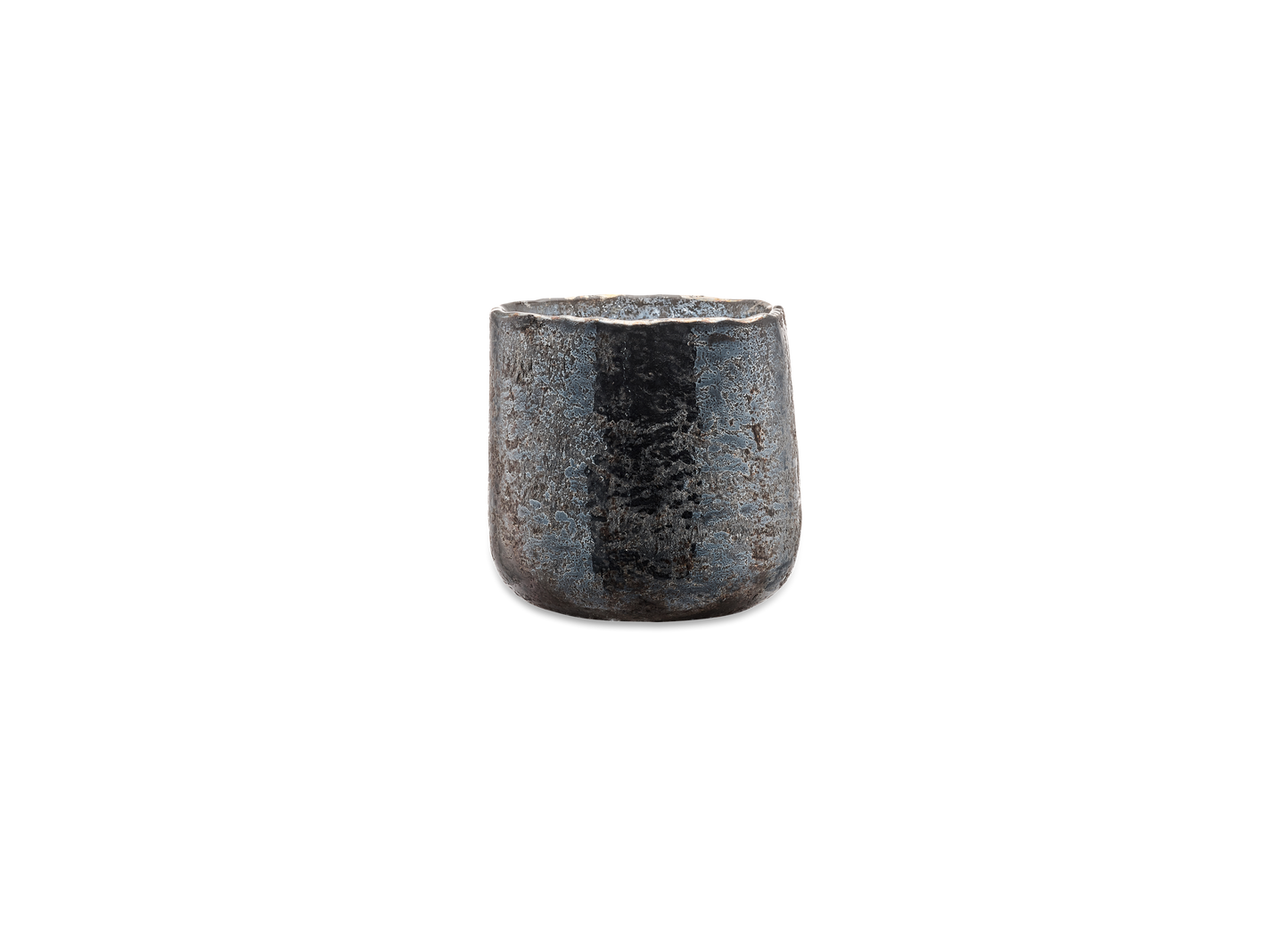 Small rustic charcoal-coloured t-light candle holder