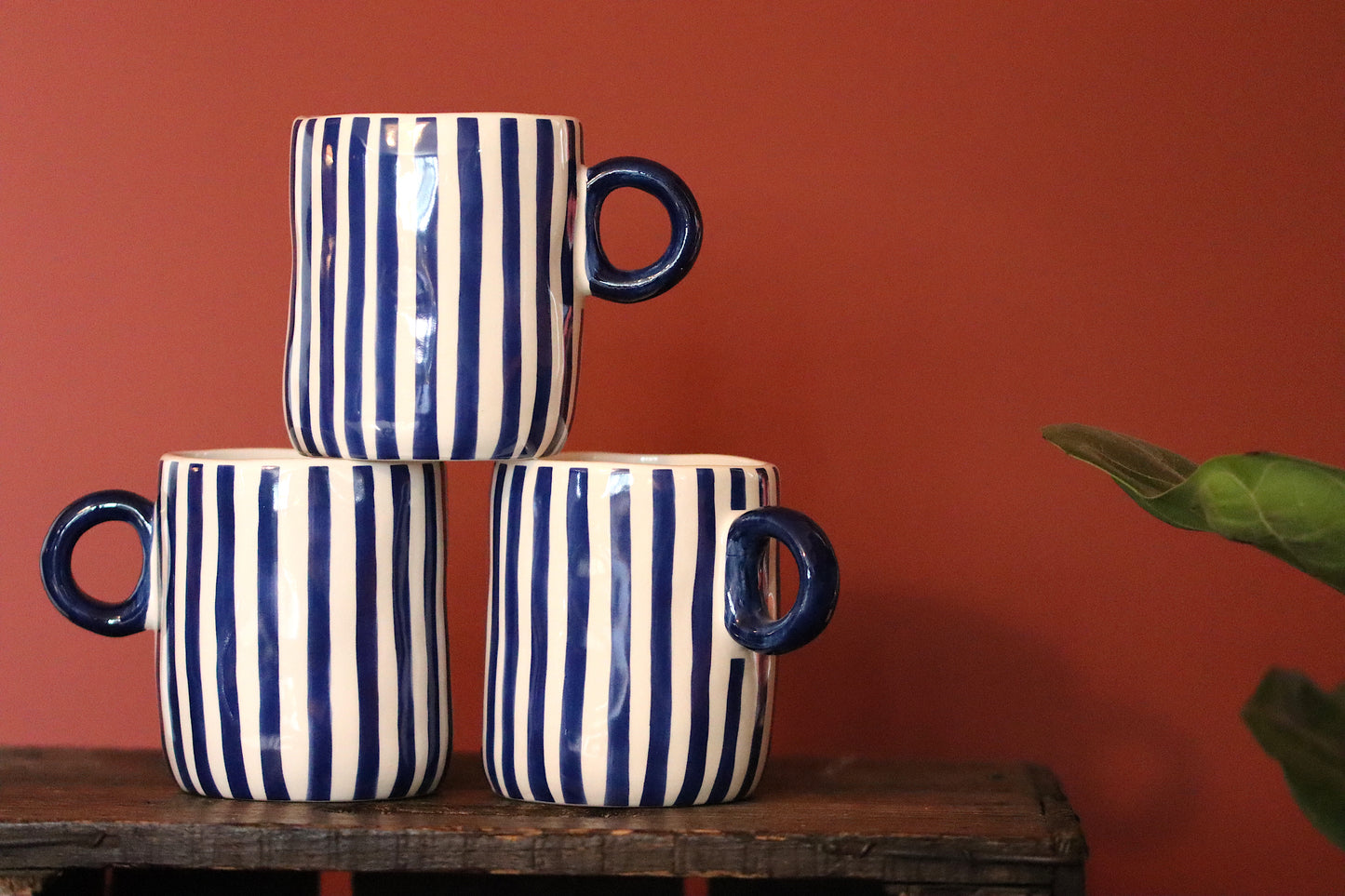 Blue & White Stripe Chunky Mug
