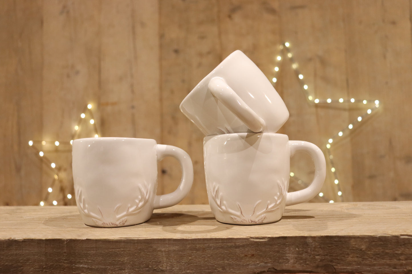 White Ceramic Antler Mug