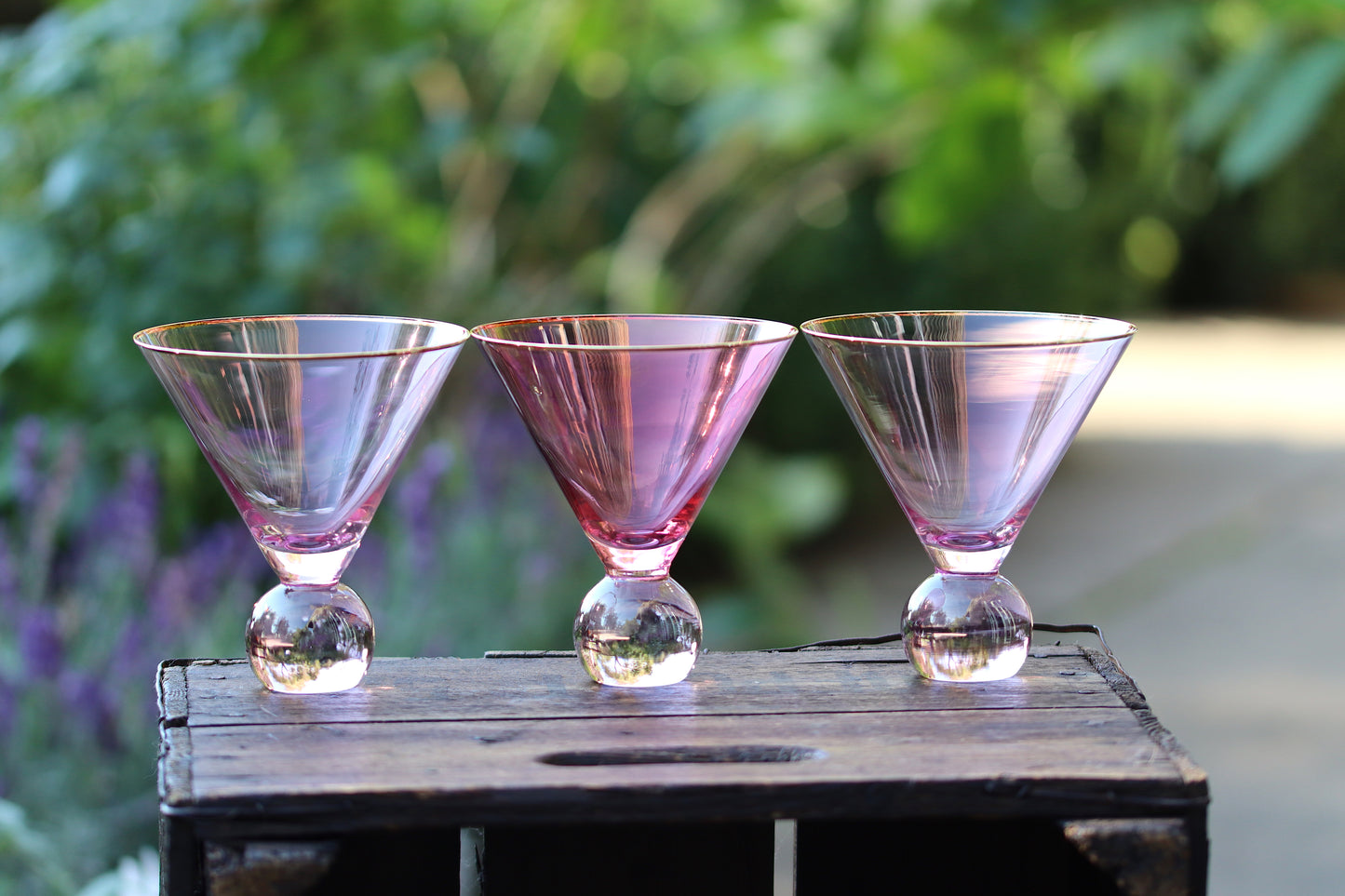 Pink Bobble Martini Glass
