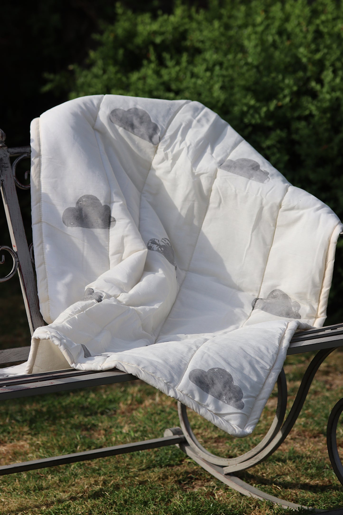 Hand-Printed Cloud Bedspread