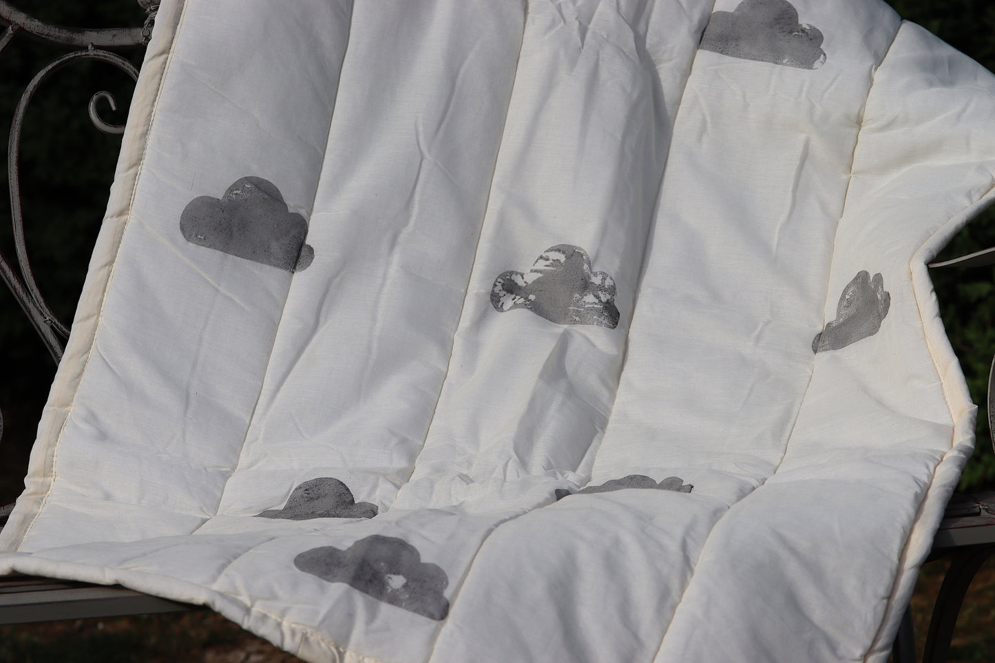 Hand-Printed Cloud Bedspread