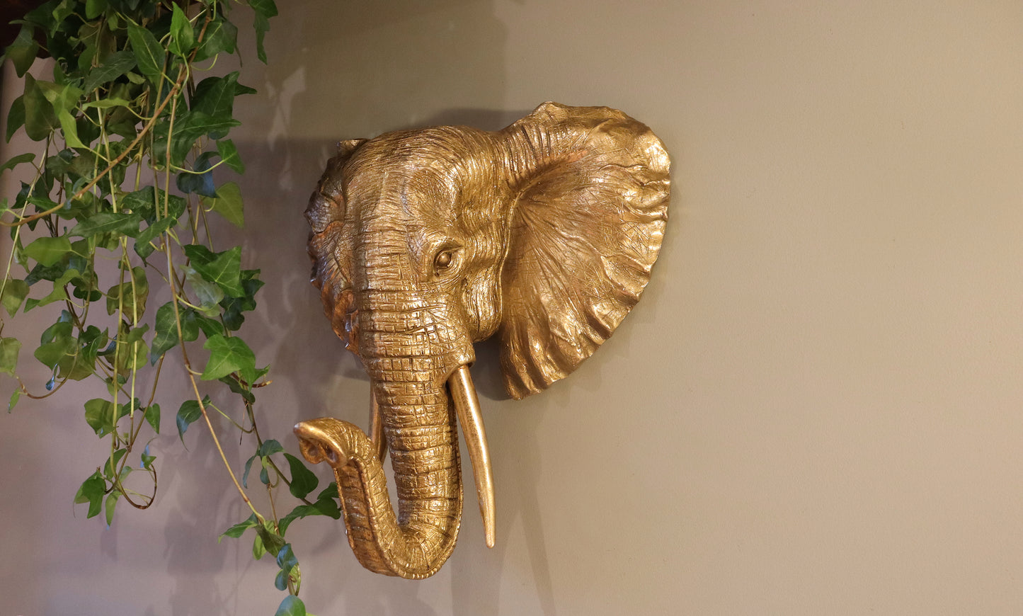 Gold Elephant Head - Wall Mounted