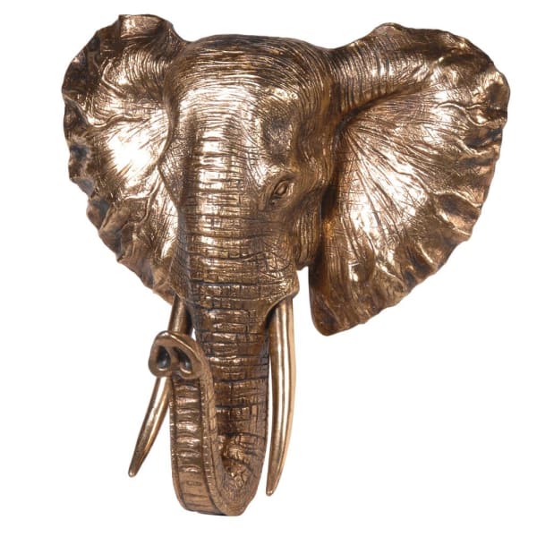 Gold Elephant Head - Wall Mounted