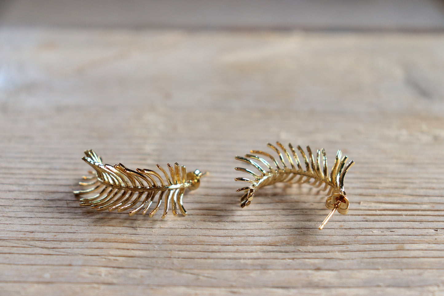 Gold-Plated Feather Earrings