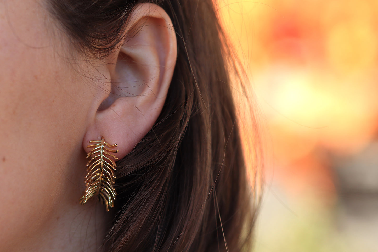 Gold-Plated Feather Earrings