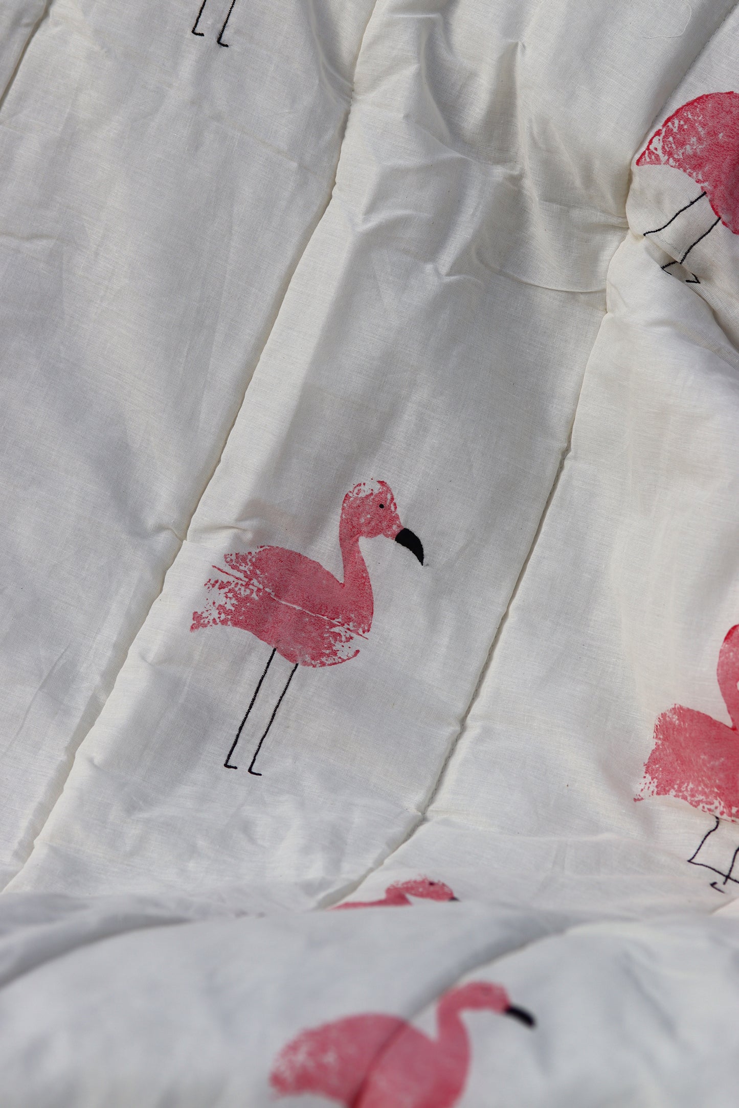 Hand-Printed Flamingo Bedspread