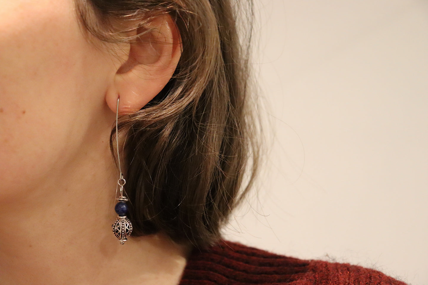 Lapis Lazuli Drop Hook Earrings