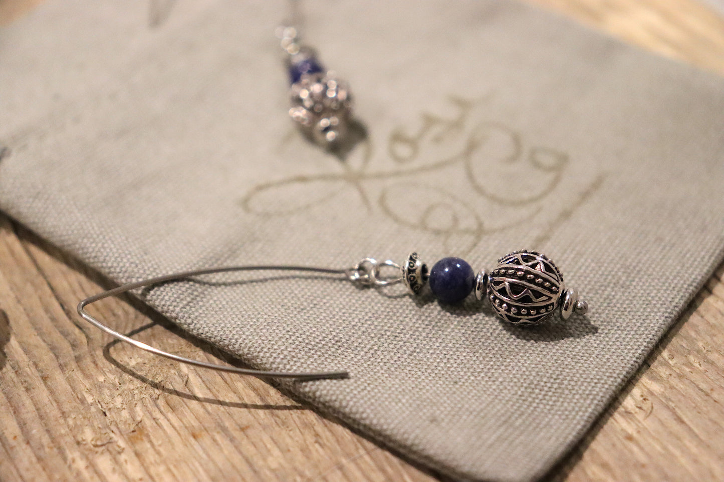 Lapis Lazuli Drop Hook Earrings