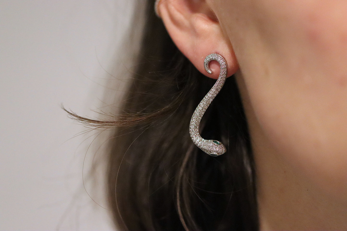Silver Snake Drop Earrings