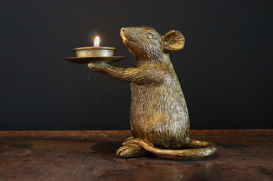 Gold Mouse T-light Holder