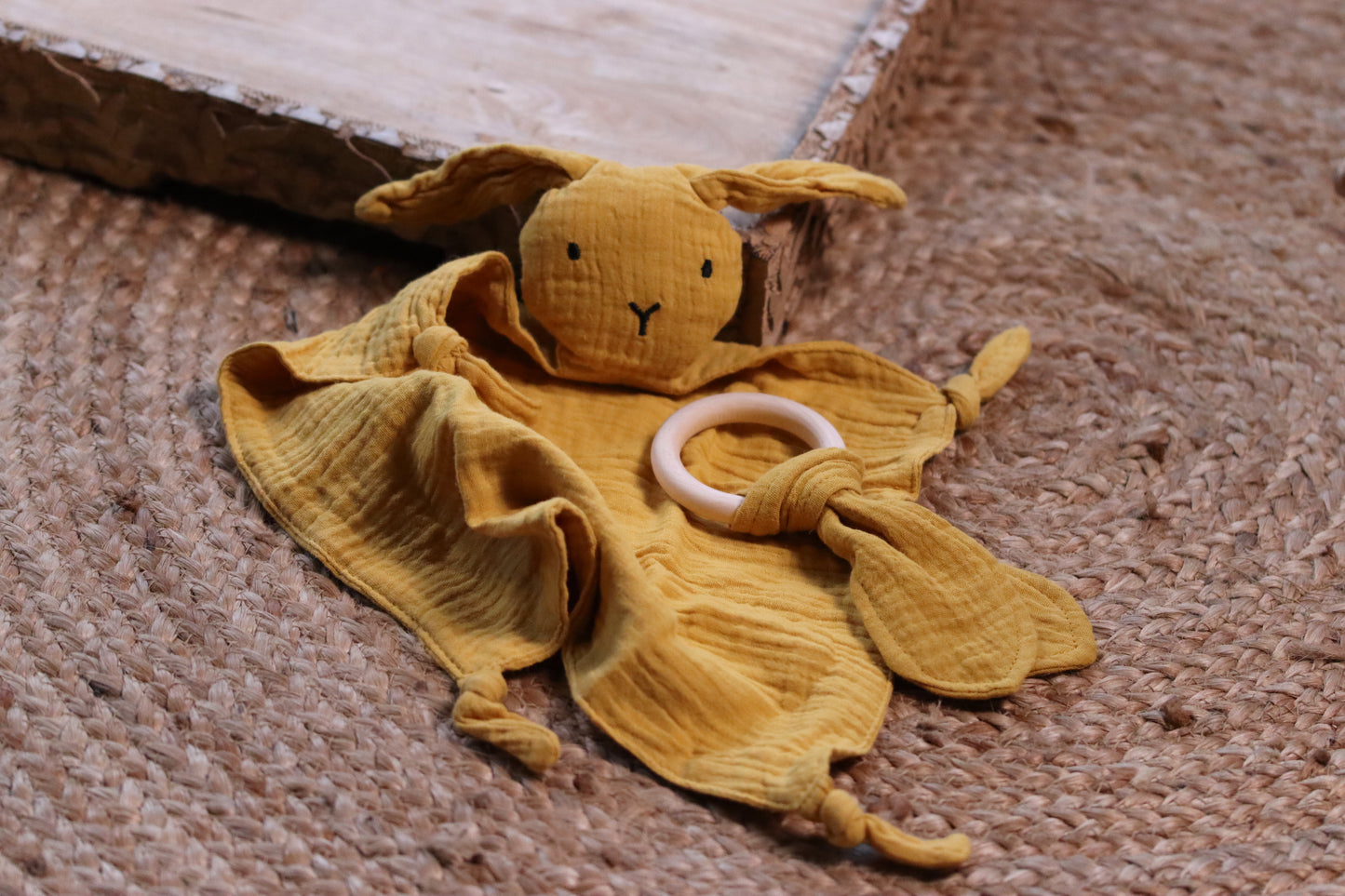 Muslin Bunny Comforter with Teething Knots