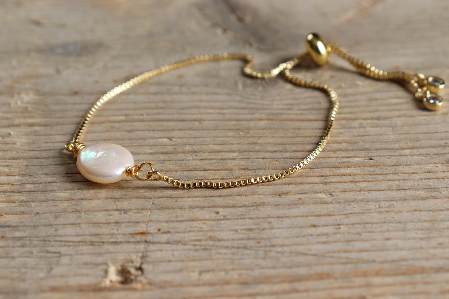 Natural Pearl Slider Bracelet