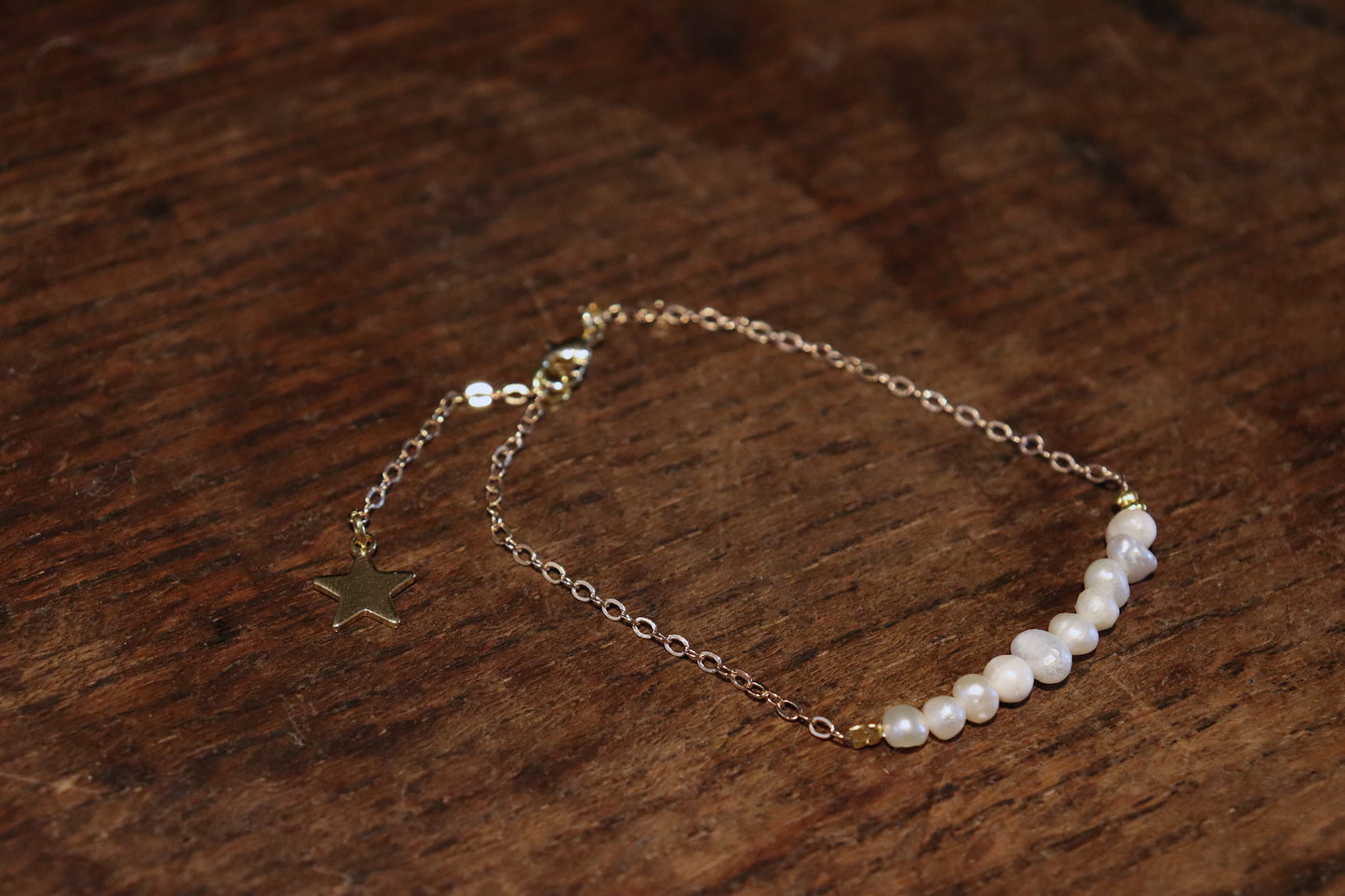 Gold Plated Natural Pearl Bracelet With Star Clasp