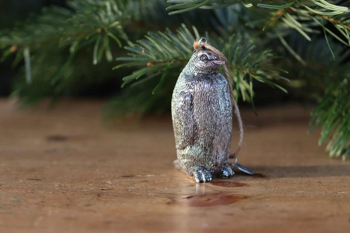 Penguin Ornament - Antique Silver