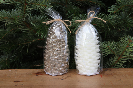Pinecone Candle - Silver or White