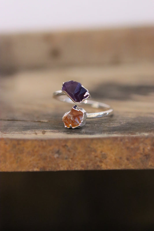 Mixed Stone Silver Plated Ring