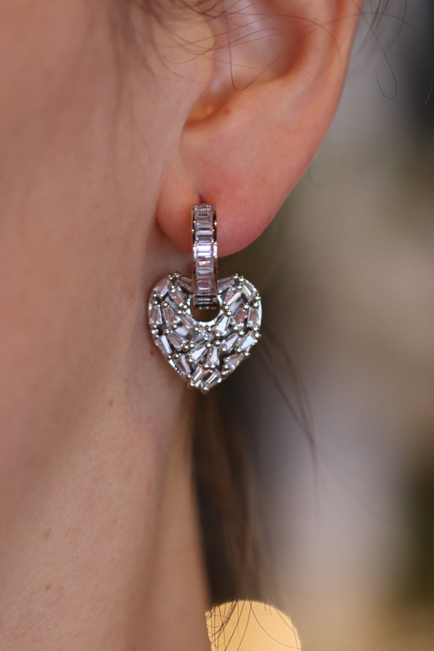 Heart Fragment Earrings - Platinum
