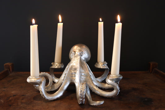 Silver Octopus Candle Holder