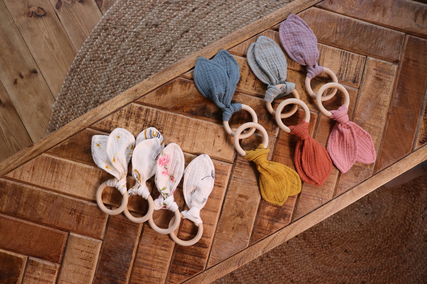 Teething Ring with Muslin Bunny Ears