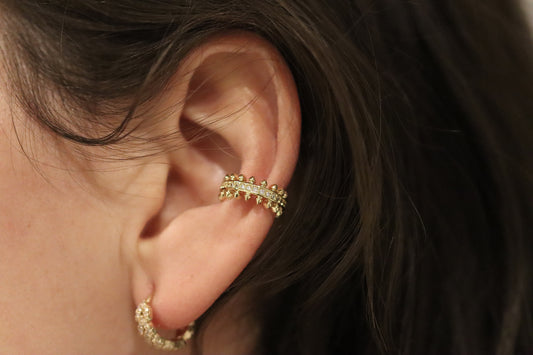 Spiked Ear Cuff With Cubic Zirconia