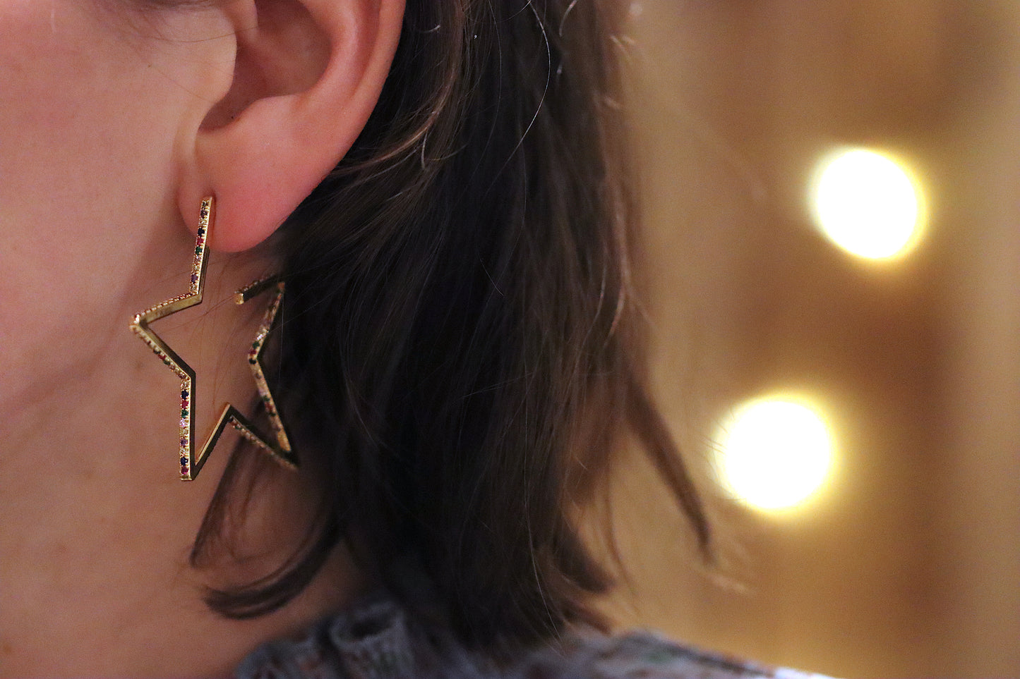 Cubic Zirconia Studded Star Earrings