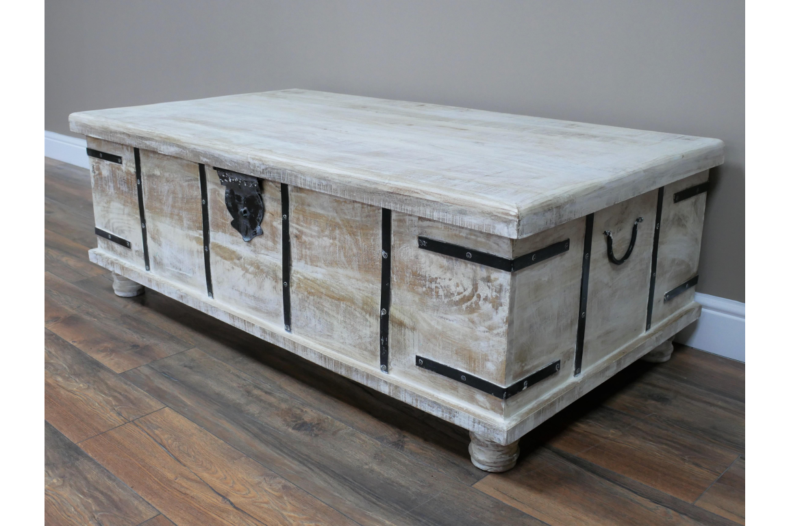 White Wash Coffee Table Chest