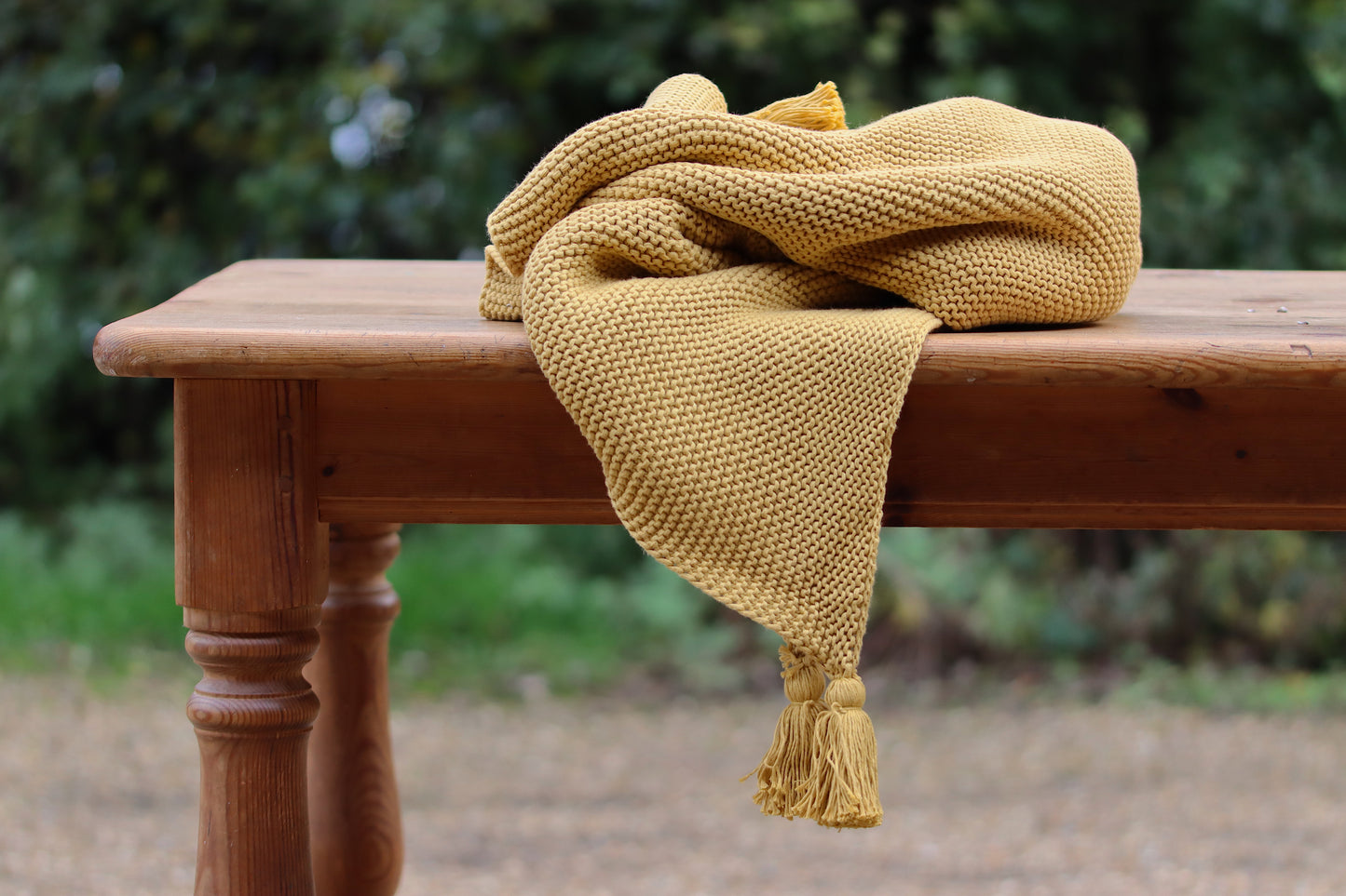 Knitted Mustard Throw